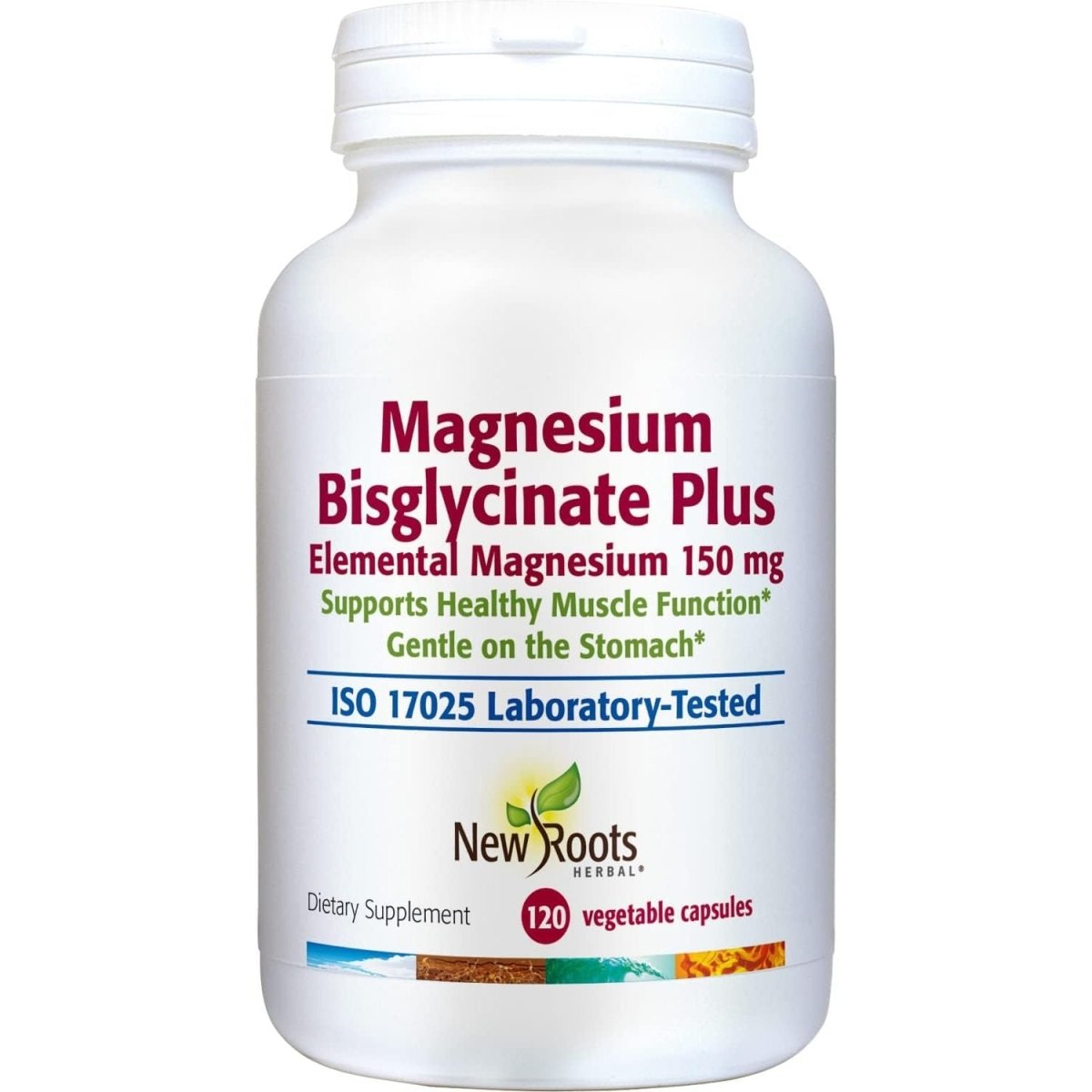 New Roots Herbal Magnesium Bisglycinate 150 mg Elemental Magnesium 120 Capsules