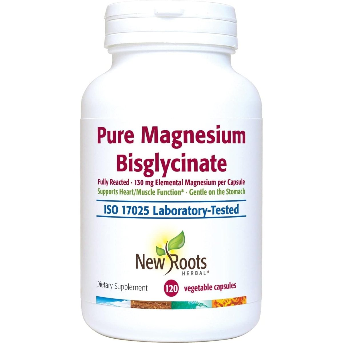 New Roots Herbal Pure Magnesium Bisglycinate 130 mg 120 Capsules
