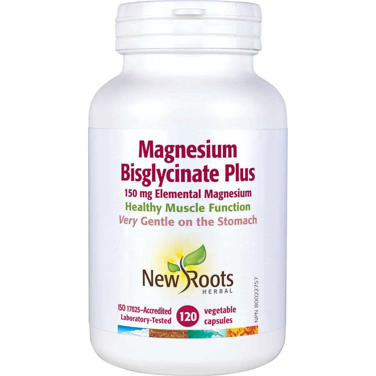 New Roots Herbal Pure Magnesium Bisglycinate 130 mg 60 Capsules
