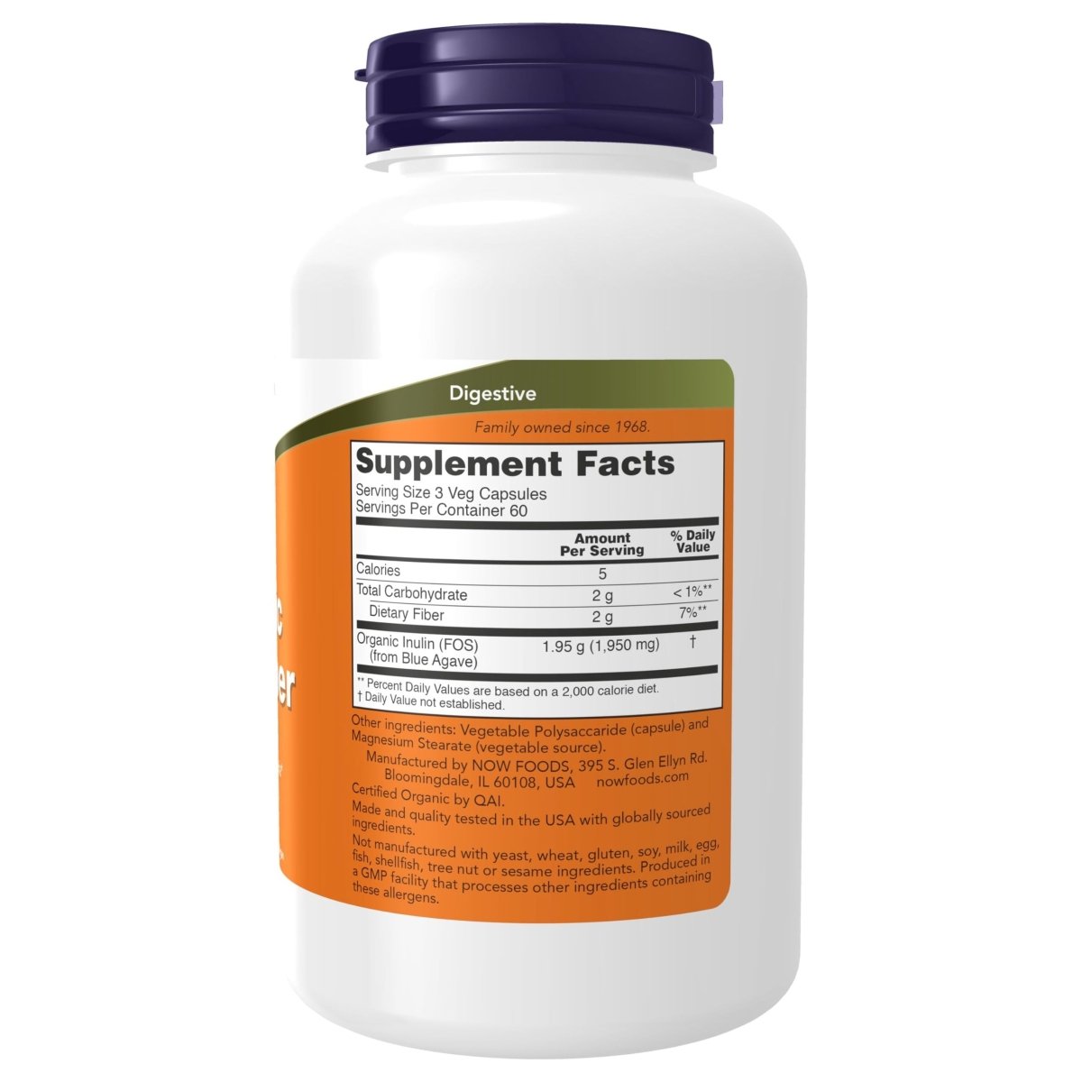 Now Food Prebiotic Inulin Fiber 180 Vcaps