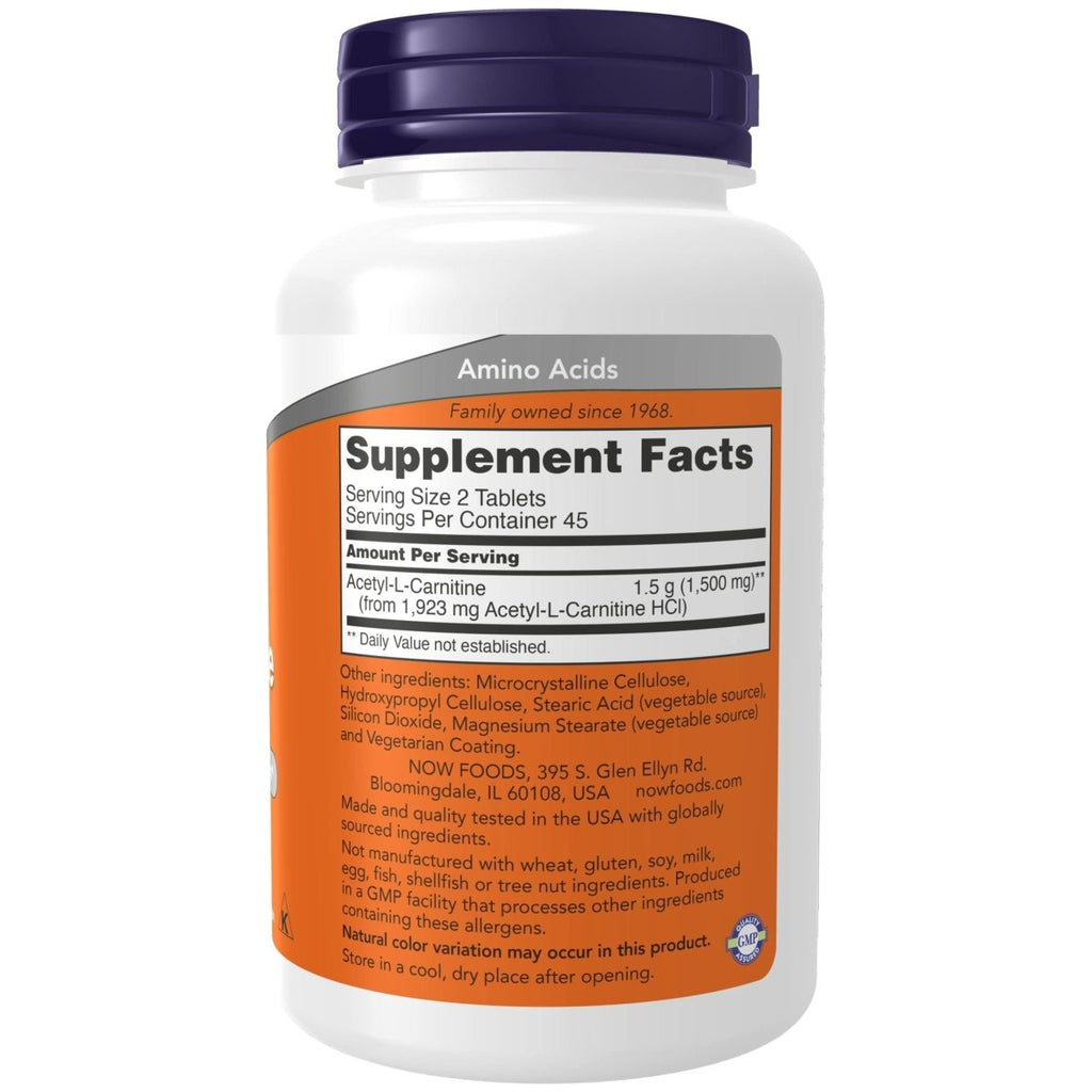 Now Foods Acetyl-L-Carnitine 750 mg 90 Tablets - 0081