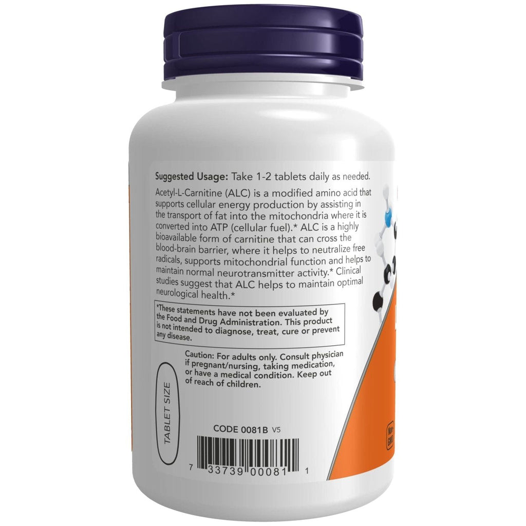 Now Foods Acetyl-L-Carnitine 750 mg 90 Tablets - 0081
