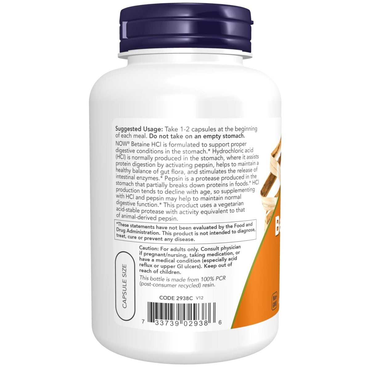 Now Foods Betaine HCl 648 mg 120 Vcaps - 2938