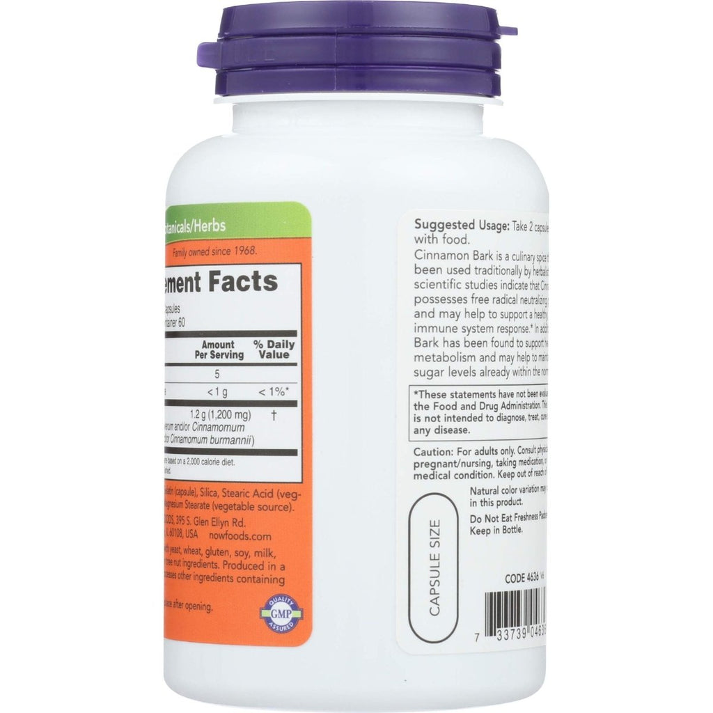 Now Foods Cinnamon Bark 600 mg 120 Vcaps - 4636