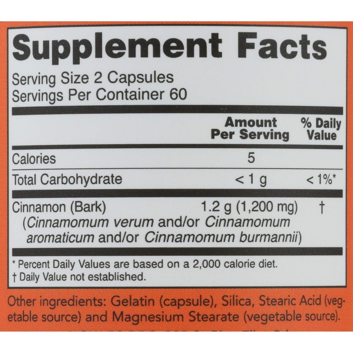 Now Foods Cinnamon Bark 600 mg 120 Vcaps - 4636