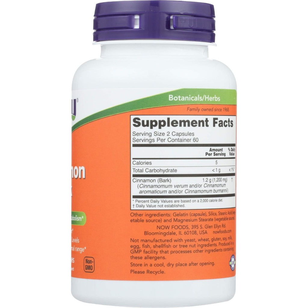 Now Foods Cinnamon Bark 600 mg 120 Vcaps - 4636