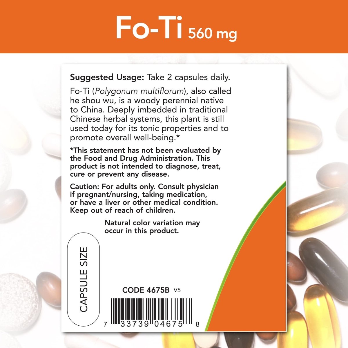 Now Foods Fo-Ti 560 mg 100 Vcaps - 4675