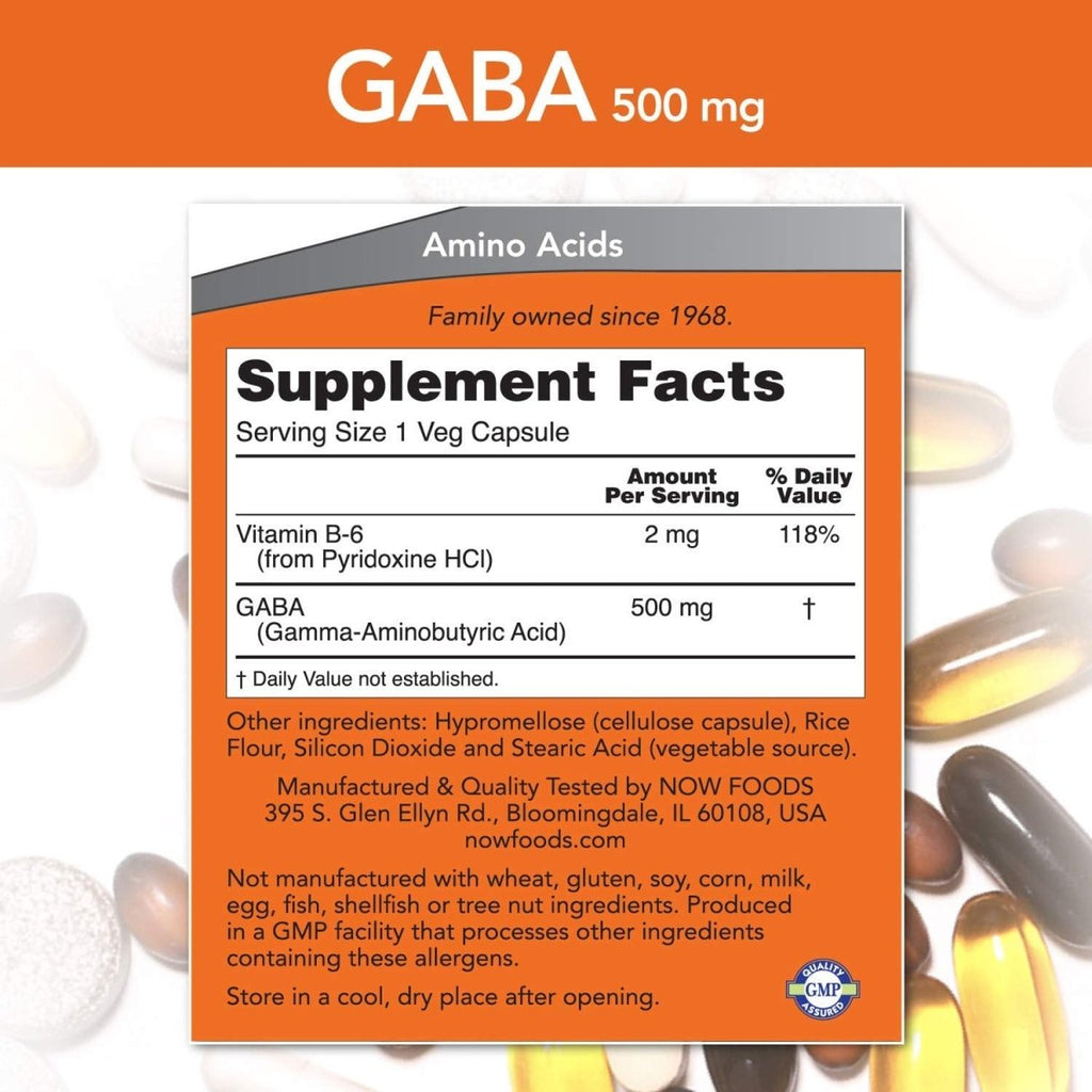 Now Foods GABA 500 mg + B-6 200 Vcaps - 0088