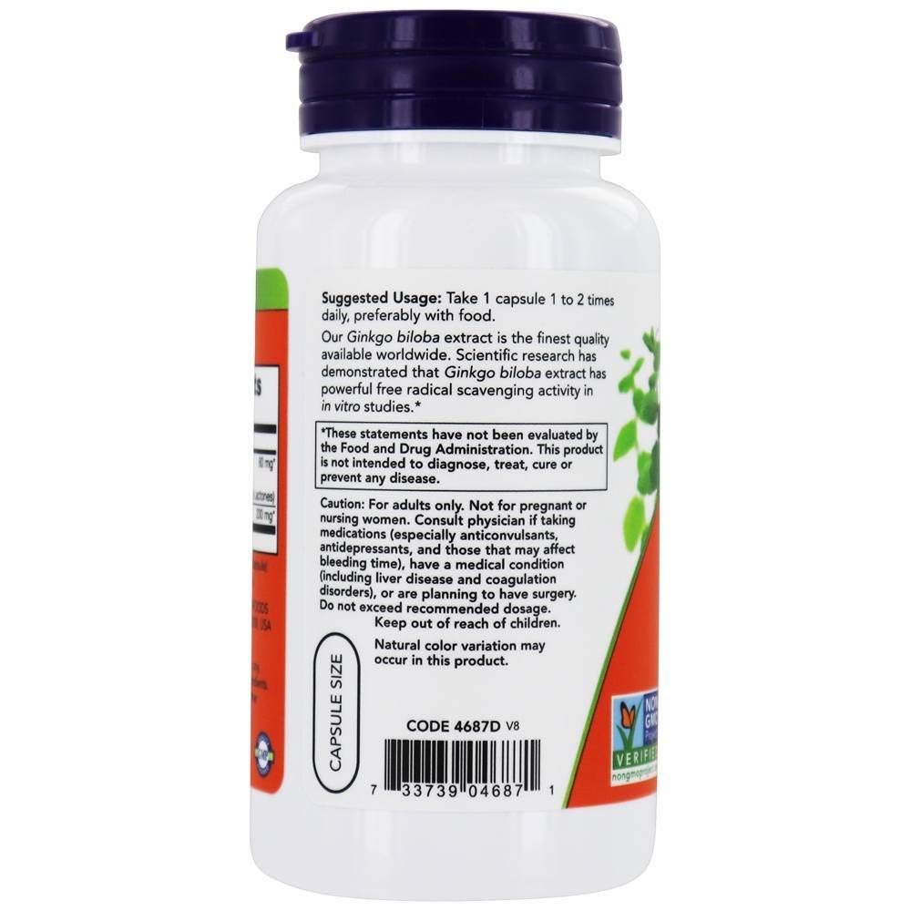 Now Foods Ginkgo Biloba 60 mg 120 Vcaps - 4687
