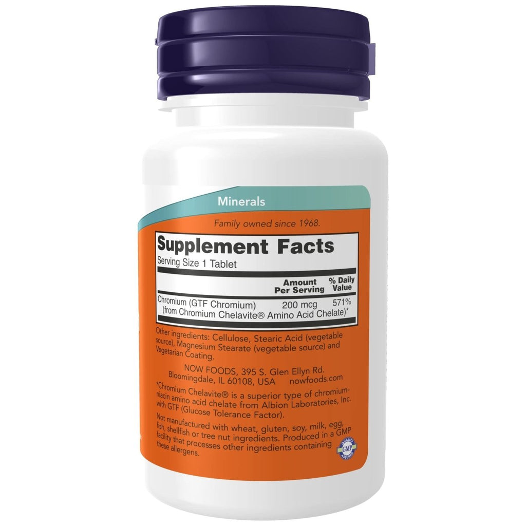 Now Foods GTF Chromium 200 mcg Yeast Free 100 Tablets - 1430