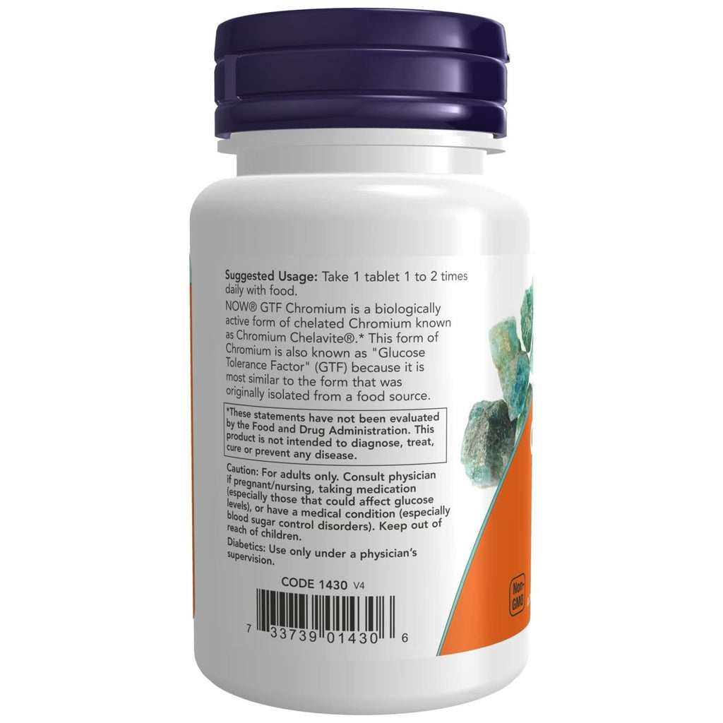 Now Foods GTF Chromium 200 mcg Yeast Free 100 Tablets - 1430