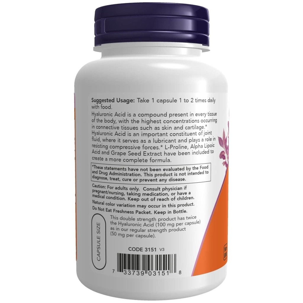 Now Foods Hyaluronic Acid Double Strength 100 mg 120 Vcaps - 3151