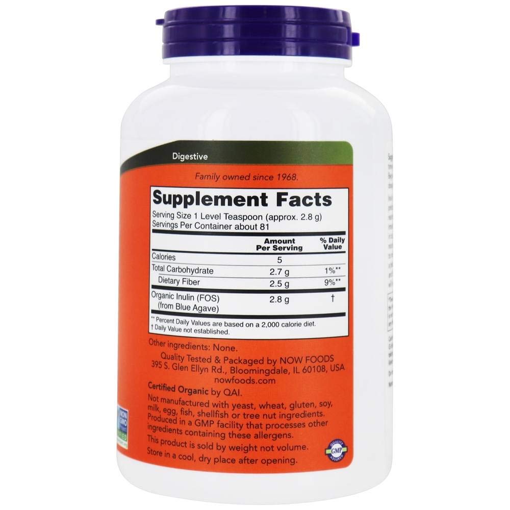 Now Foods Inulin Prebiotic Pure Powder Organic 8oz - 2944