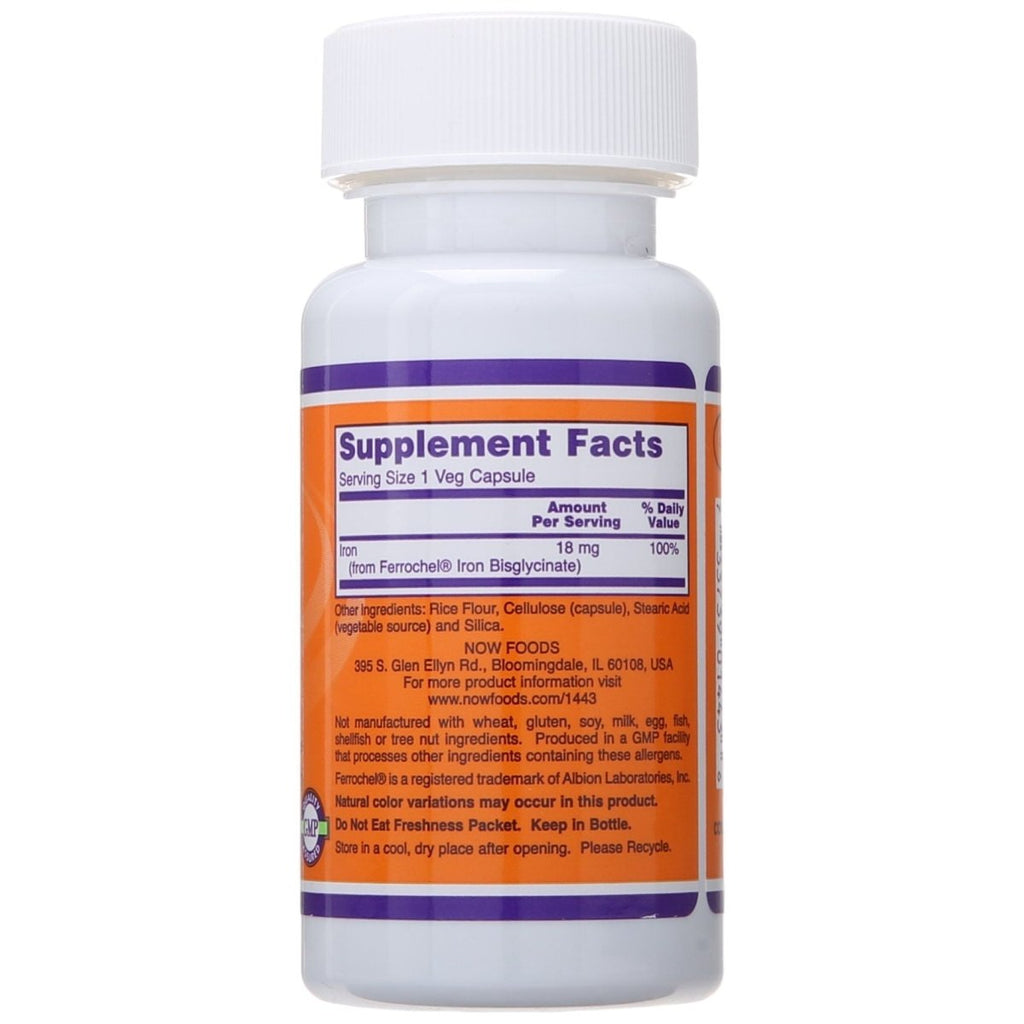 Now Foods Iron 18 mg 120 Vcaps - 1443