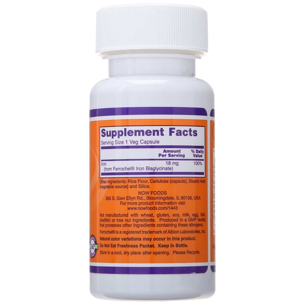 Now Foods Iron 18 mg 120 Vcaps - 1443