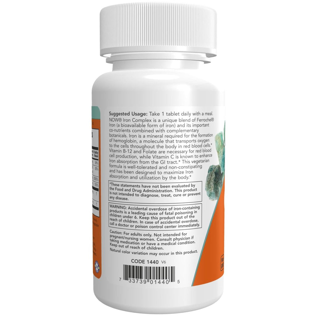Now Foods Iron Complex Vegetarian 100 Tablets - 1440