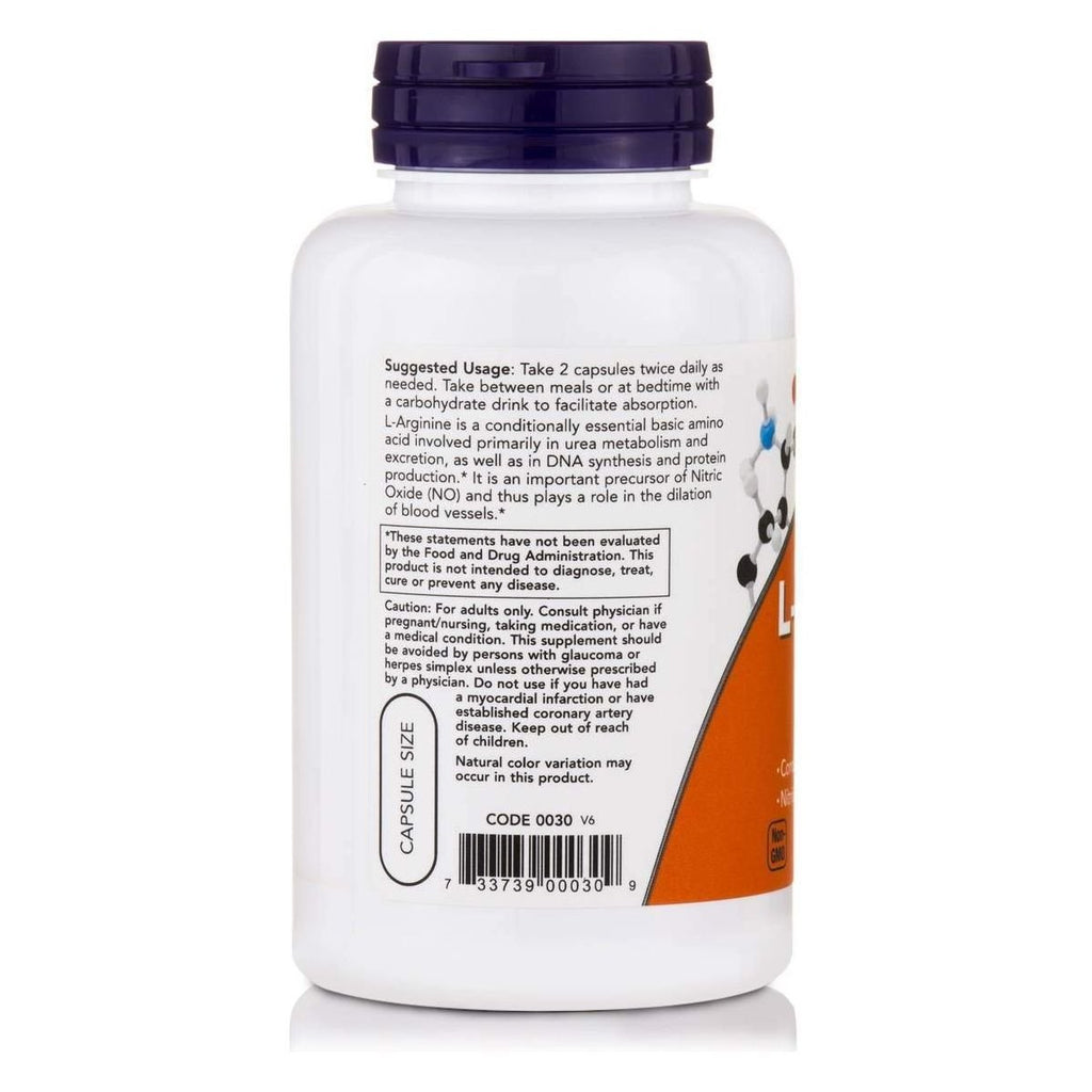 Now Foods L-Arginine 500 mg 100 Vcaps - 0030