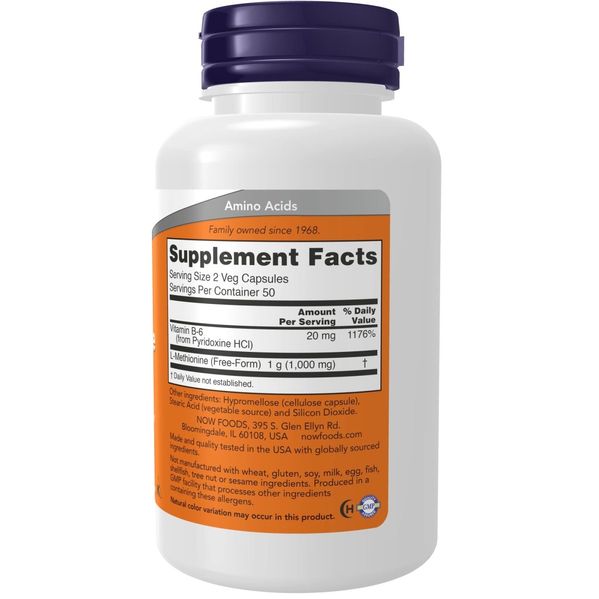 Now Foods L-Methionine 500 mg 100 Capsules - 0117
