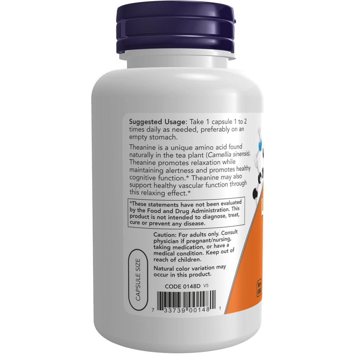 Now Foods L-Theanine Double Strength 200 mg 120 Vcaps - 0148