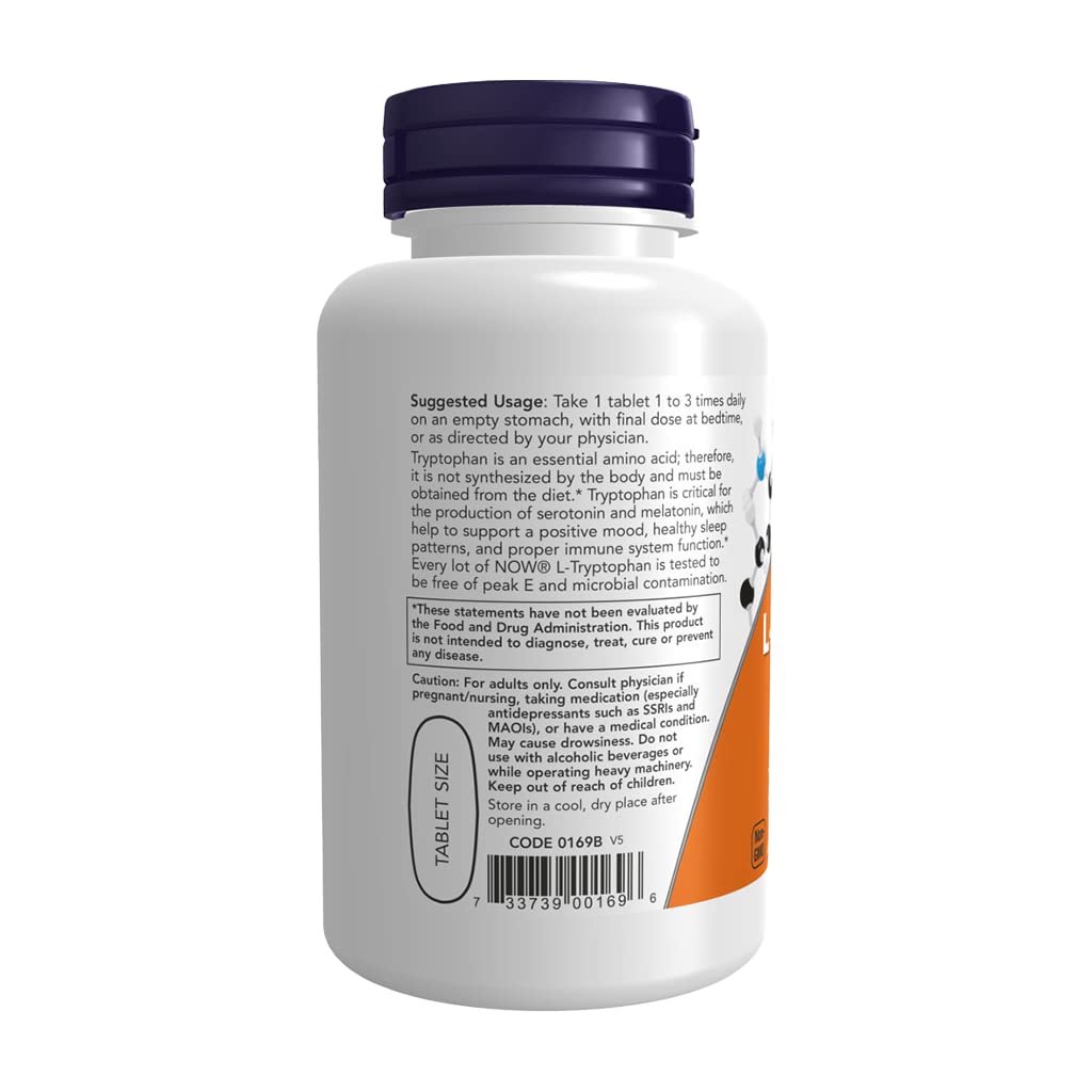 Now Foods L-Tryptophan Double Strength 1000 mg 60 Tablets - 0169