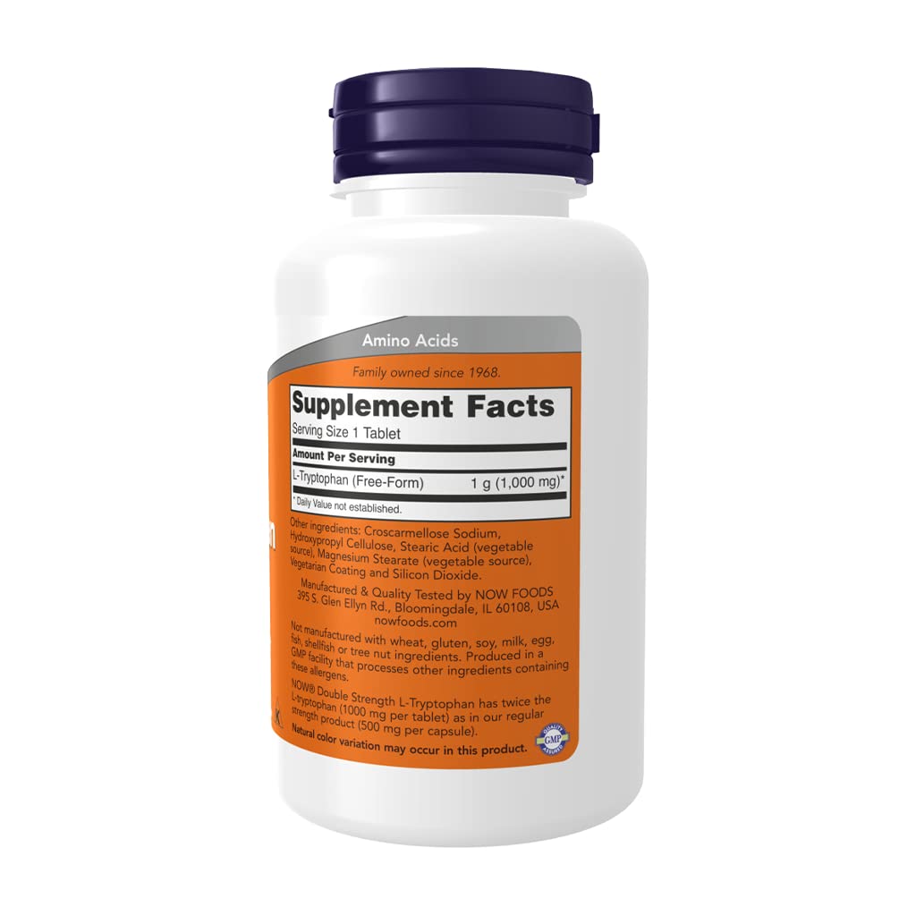 Now Foods L-Tryptophan Double Strength 1000 mg 60 Tablets - 0169