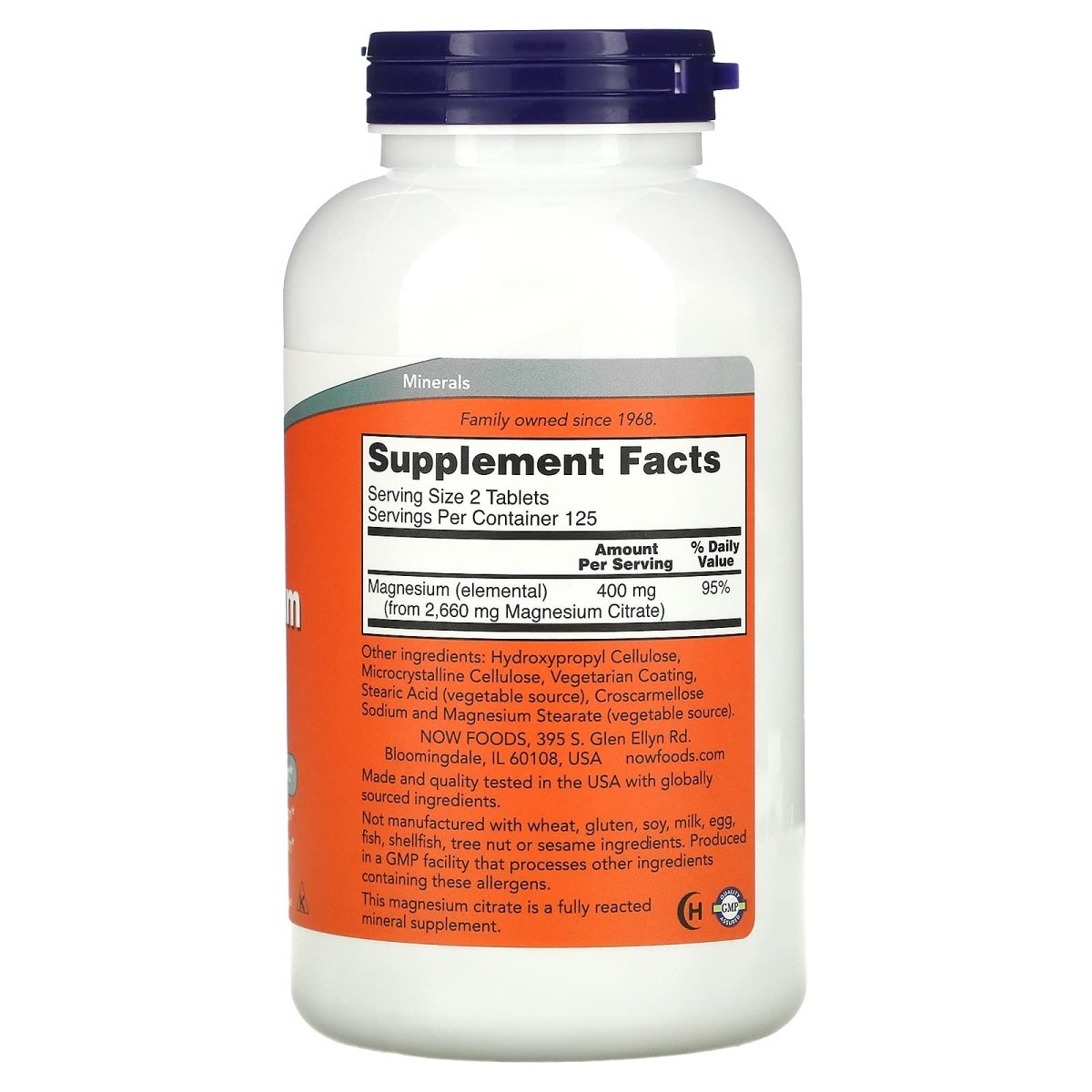 Now Foods Magnesium Citrate 200mg 250 Tablets - 1292