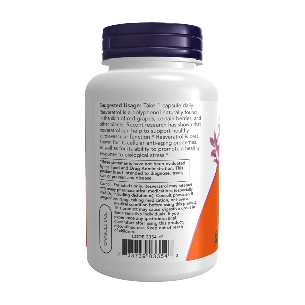 Now Foods Natural Resveratrol 200 mg 60 Vcaps - 3353