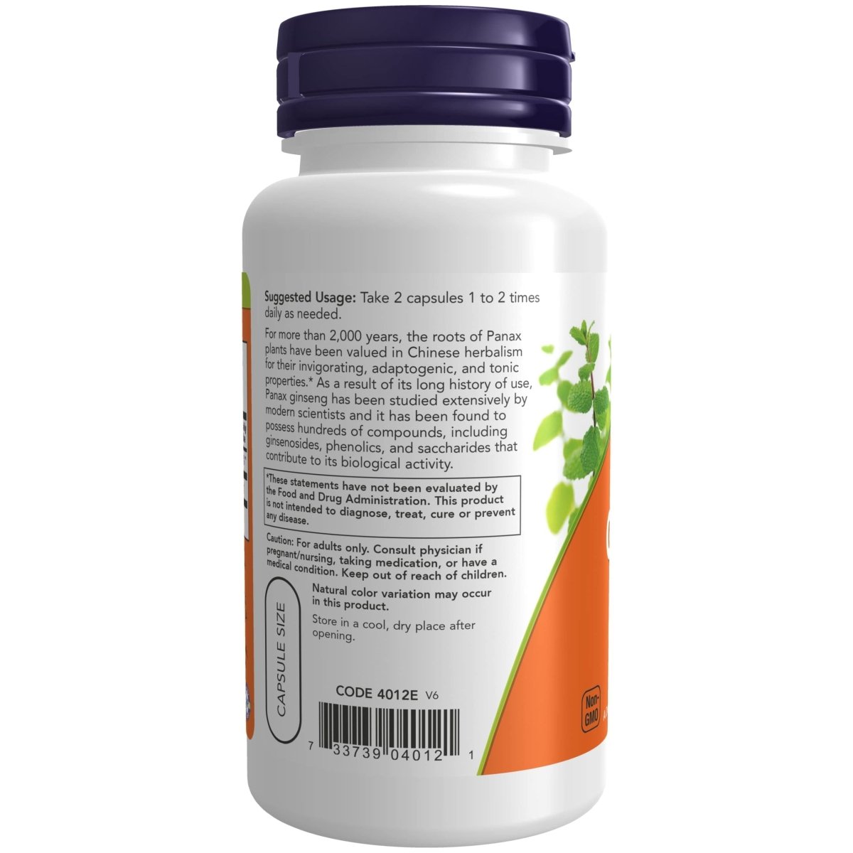 Now Foods Panax Ginseng 500 mg 100 Vcaps - 4012