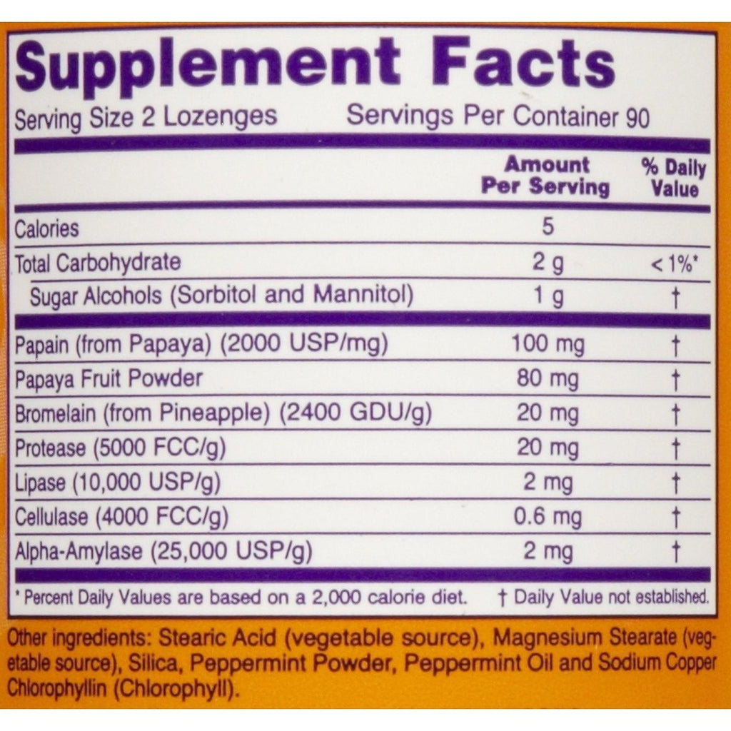 Now Foods Papaya Enzyme 180 Lozenges - 2970