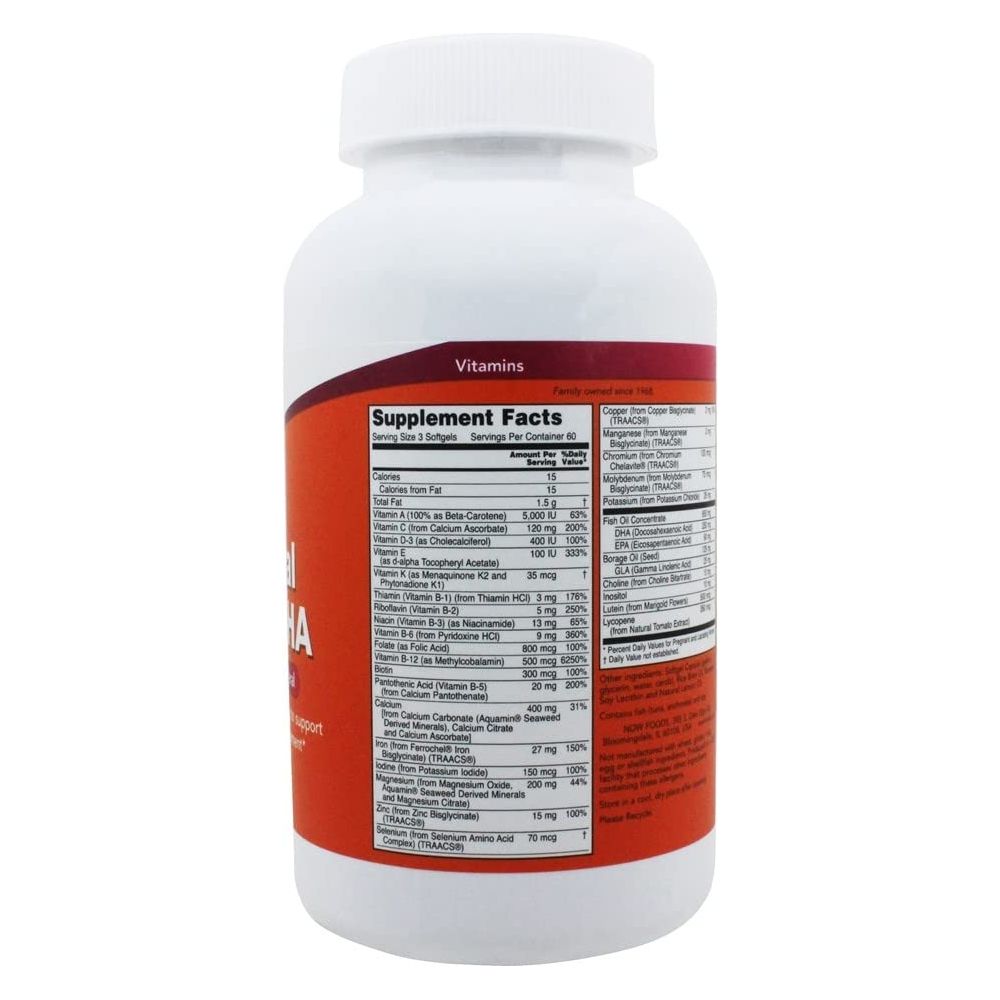 Now Foods Prenatal Gels + DHA 180 Softgels - 3811