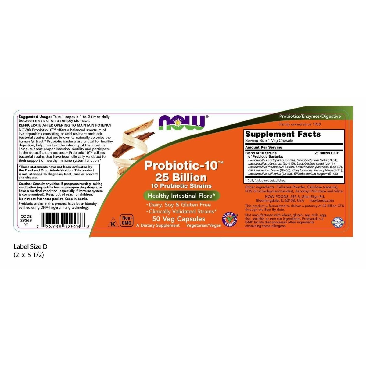 Now Foods Probiotic-10 25 Billion 50 Vcaps - 2926