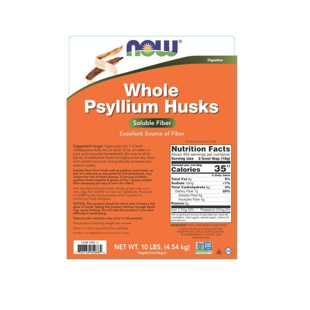Now Foods Psyllium Husks Whole 10 Pounds - 5986