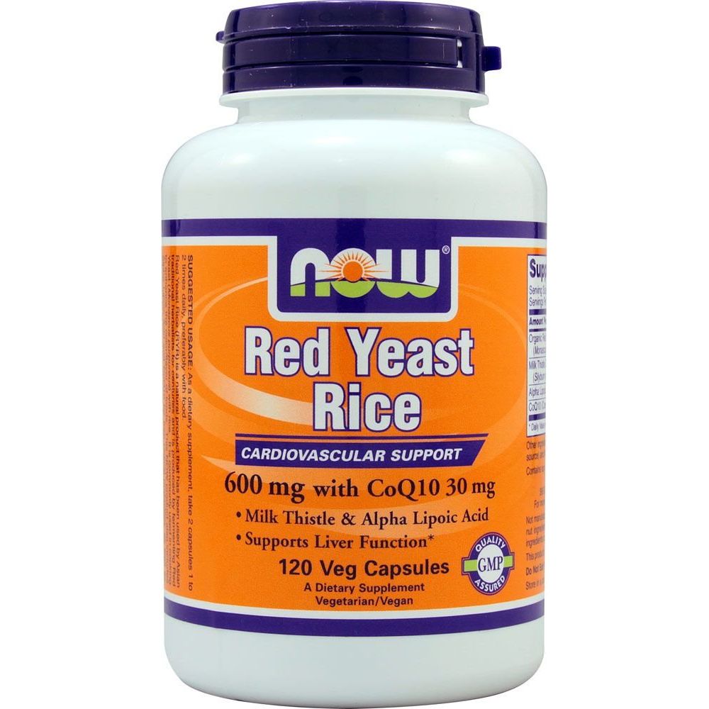 Now Foods Red Yeast Rice 600 mg with CoQ10 30 mg 120 Vcaps - 3334