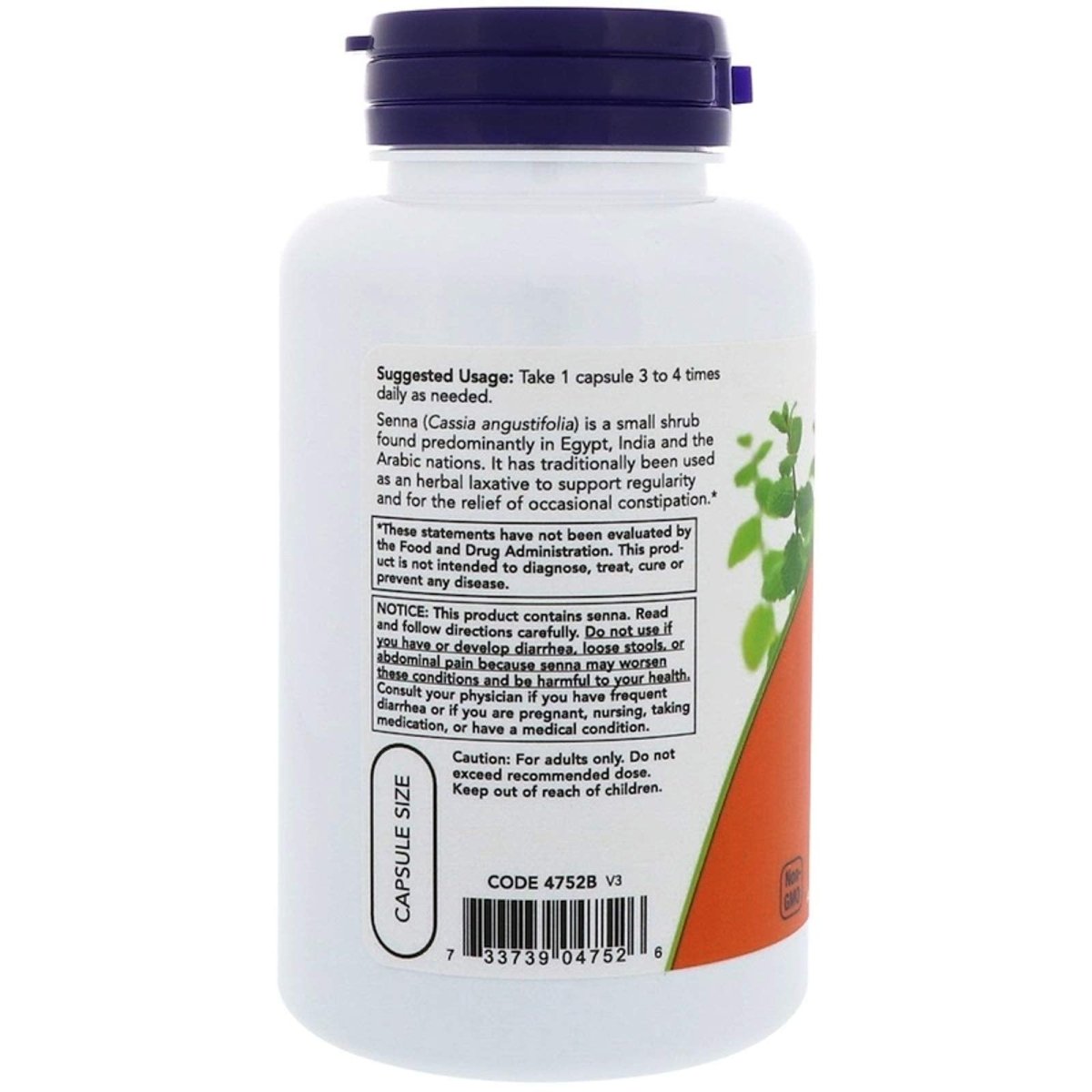Now Foods Senna Leaves 470 mg 100 Vcaps - 4752