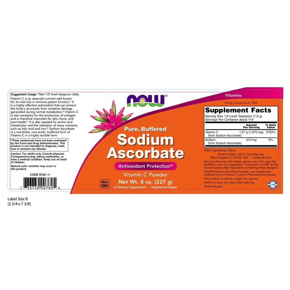 Now Foods Sodium Ascorbate Powder 8oz - 0760