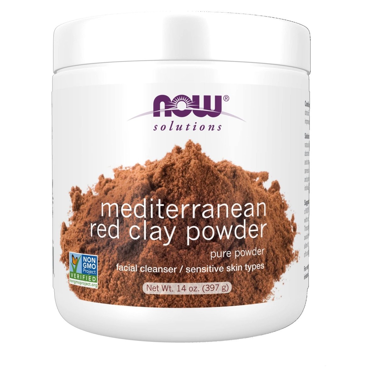 NOW Foods Solutions, Mediterranean Red Clay Powder, Pure Powder for Sensitive Skin Facial Mask, 14-Ounce