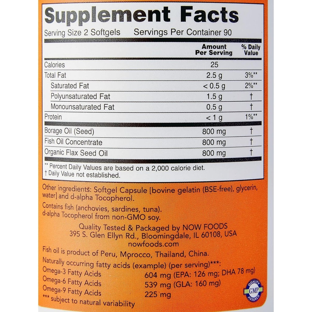 Now Foods Super Omega 3-6-9 1200 mg 180 Softgels - 1841