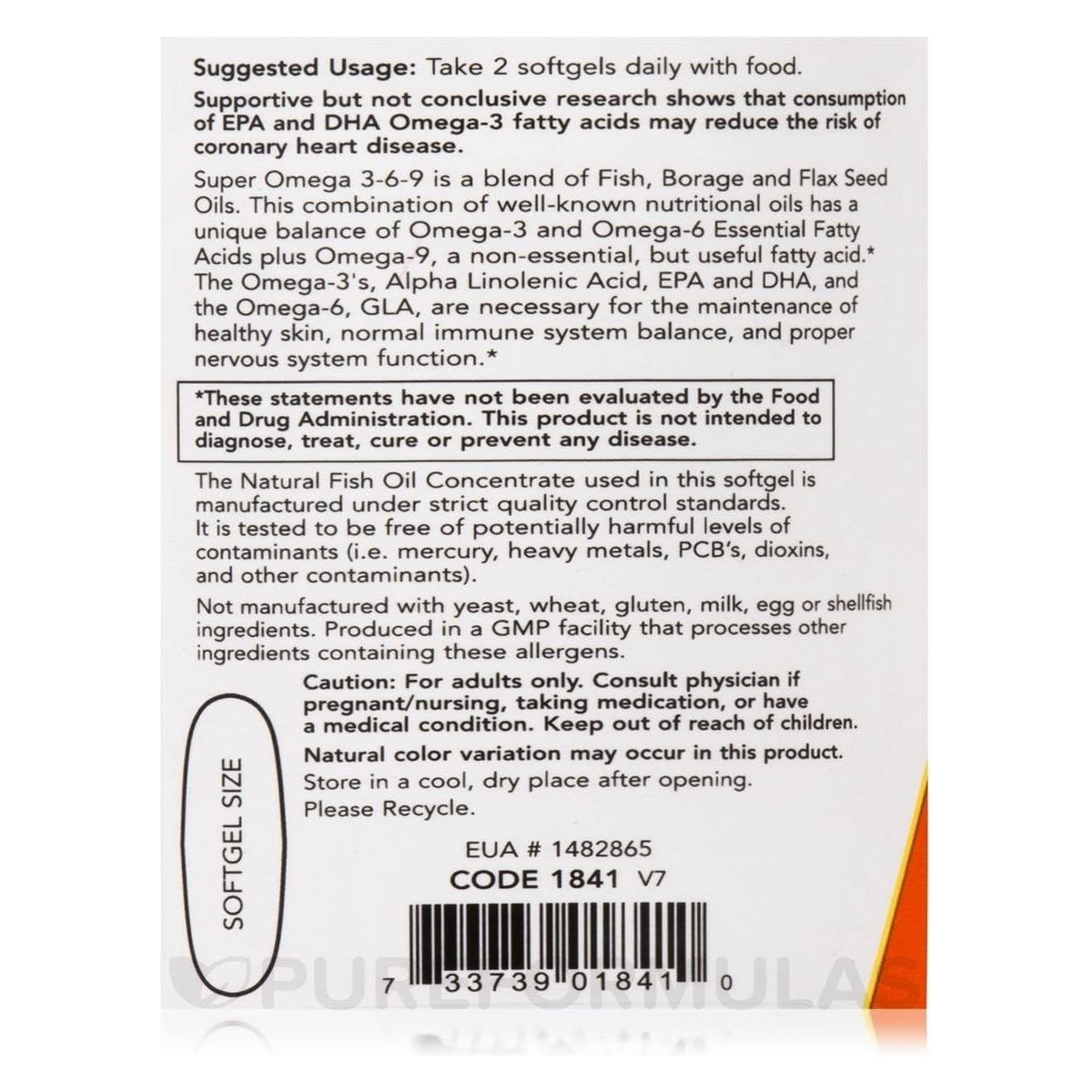 Now Foods Super Omega 3-6-9 1200 mg 180 Softgels - 1841