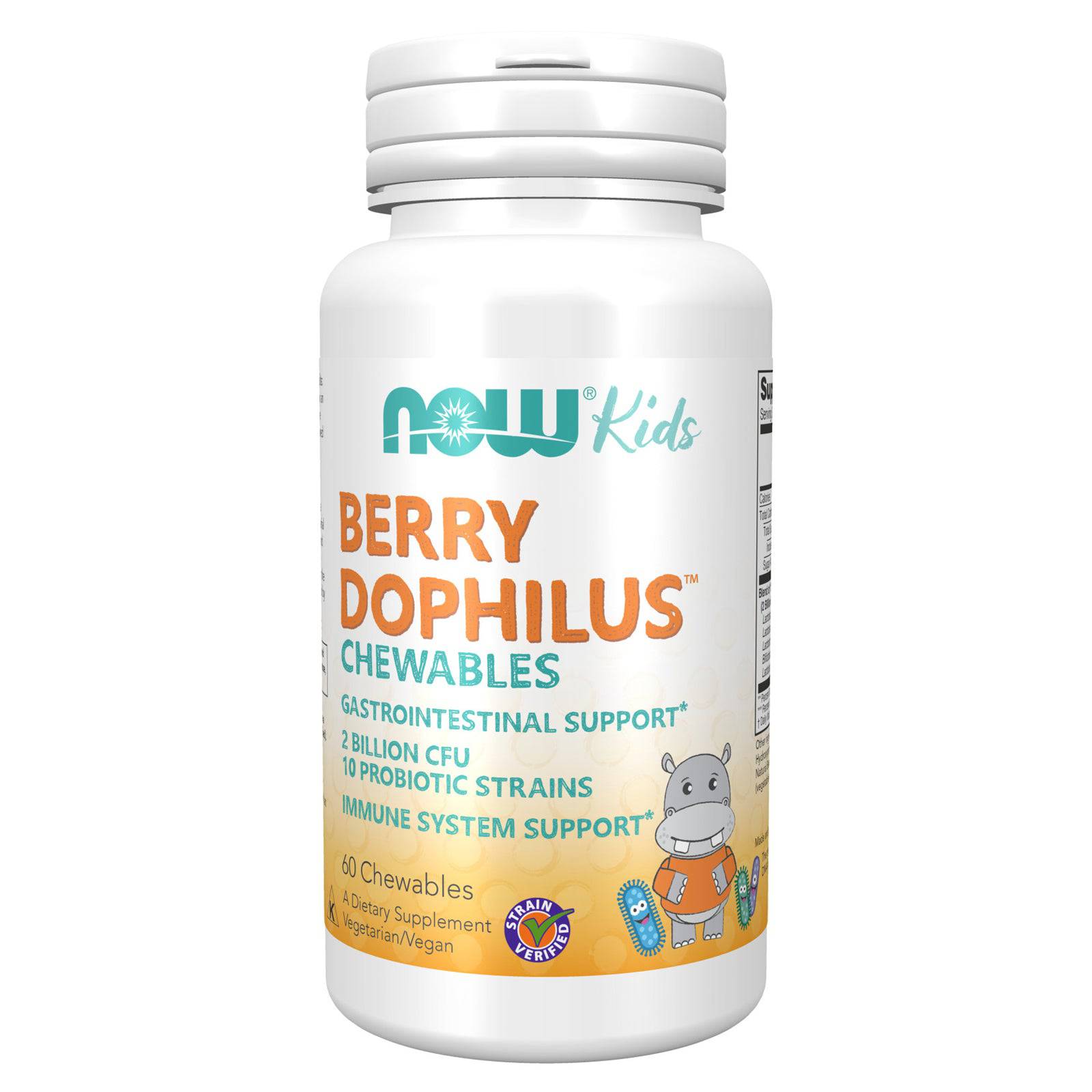 Now Foods BerryDophilus Kids 2 Billion 10 Strains 60 Chewables - 2936 - 3 Pack