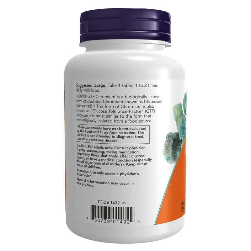 Now Foods GTF Chromium 200 mcg Yeast Free 250 Tablets - 1432