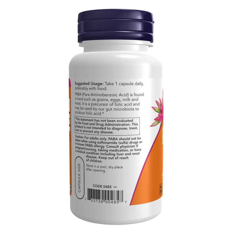 Now Foods PABA 500 mg 100 Capsules - 0485 - 3 Pack
