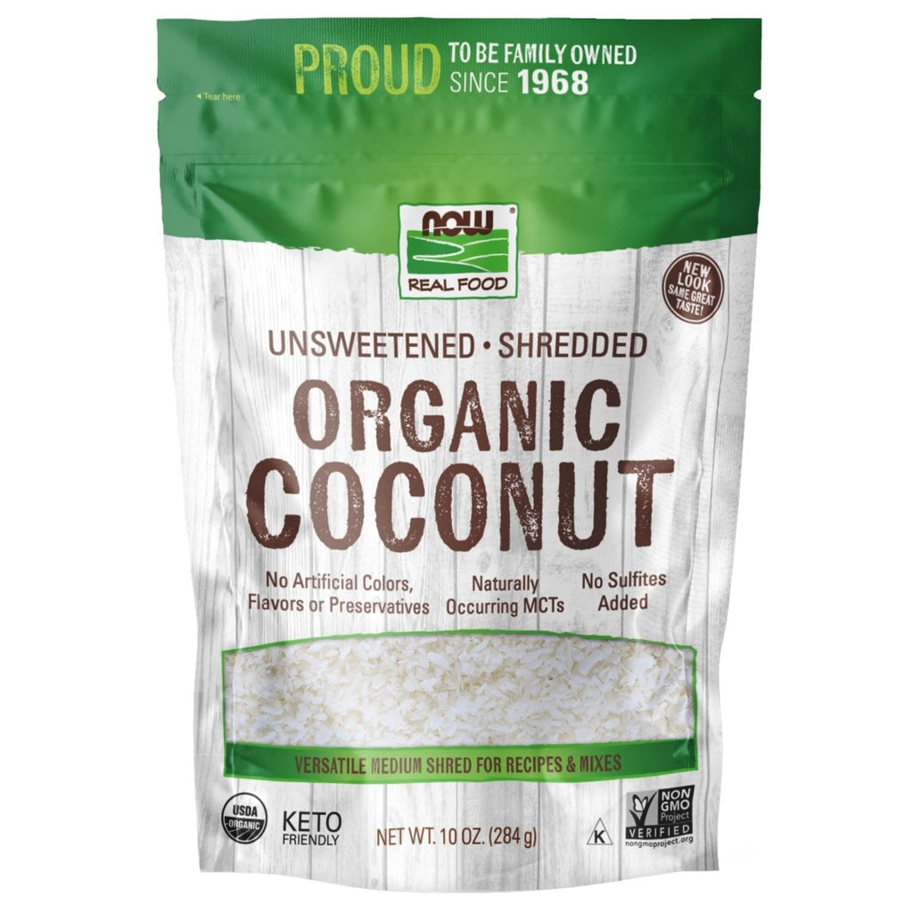 Now Real Food Coconut Organic Unsweetened & Shredded 10 Oz - 5675