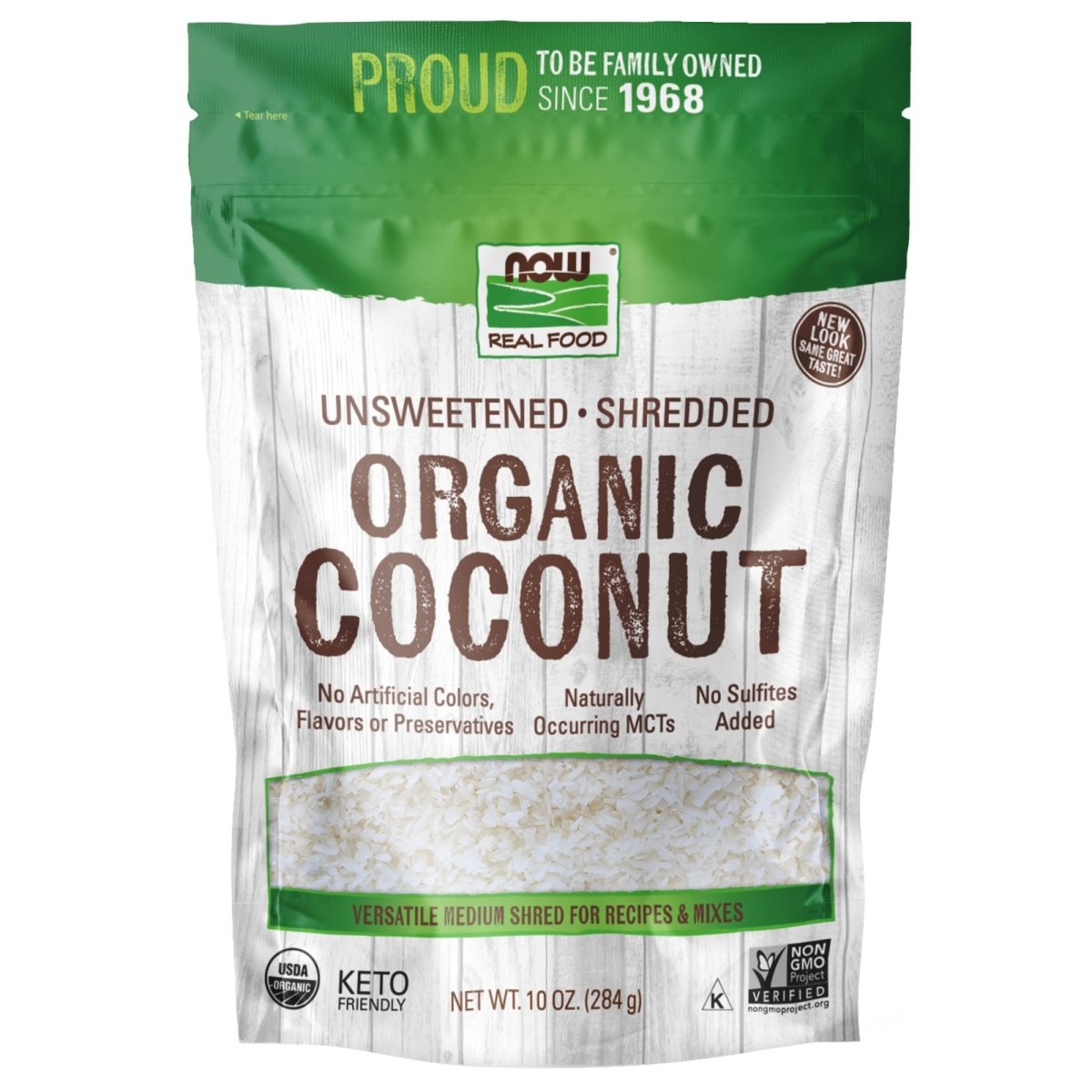 Now Real Food Coconut Organic Unsweetened & Shredded 10 Oz - 5675