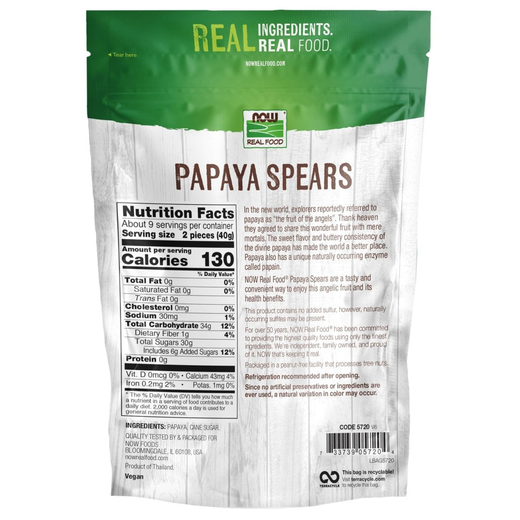 Now Real Food Papaya Spears 12oz - 5720