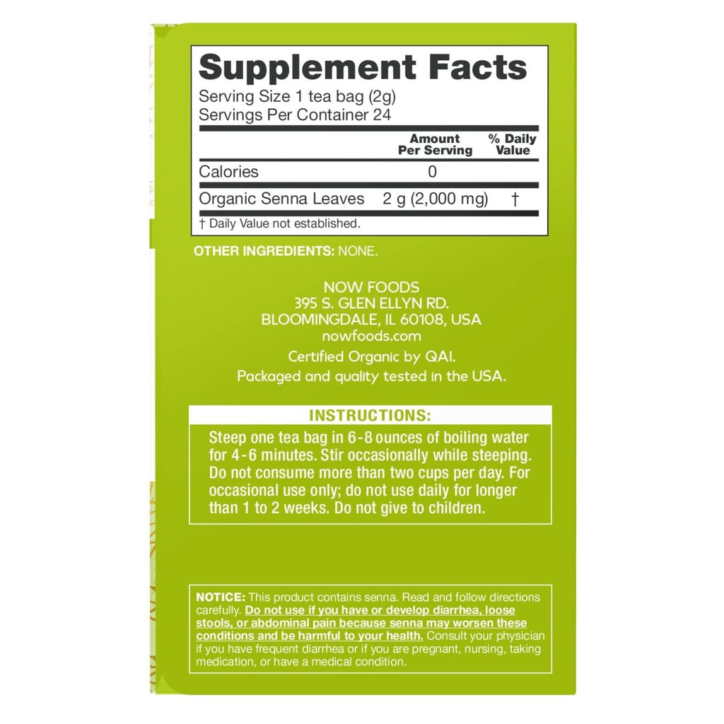 Now Real Food Senna Tea Organic 24 Tea Bags - 4236