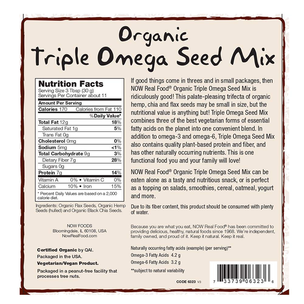 Now Real Food Triple Omega Seed Mix Organic 12oz - 6323