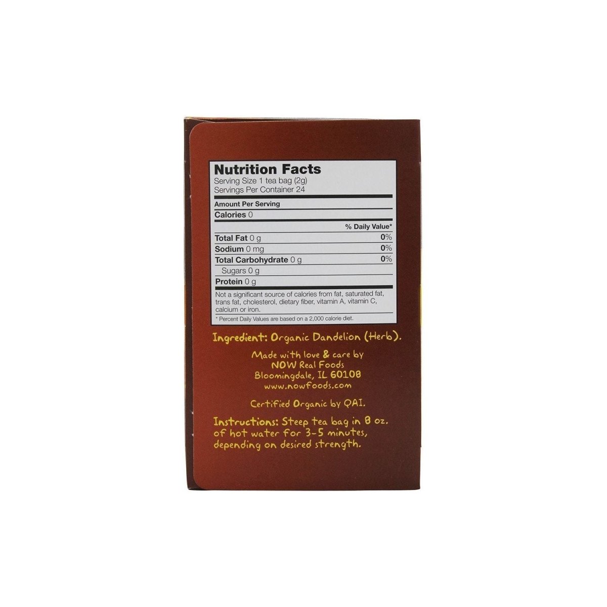 Now Real Tea Dandelion Tea Organic 24 Tea Bags - 4222