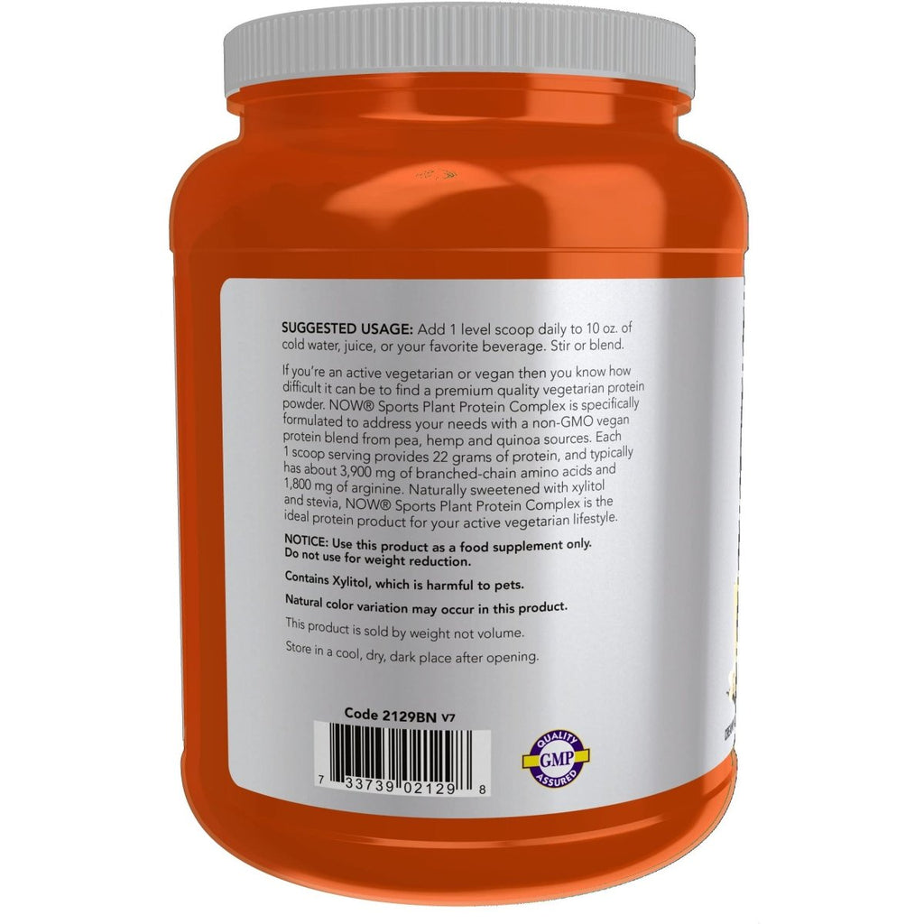 NOW Sports Nutrition, Plant Protein Complex 22 g, Creamy Vanilla Powder, 2-Pound