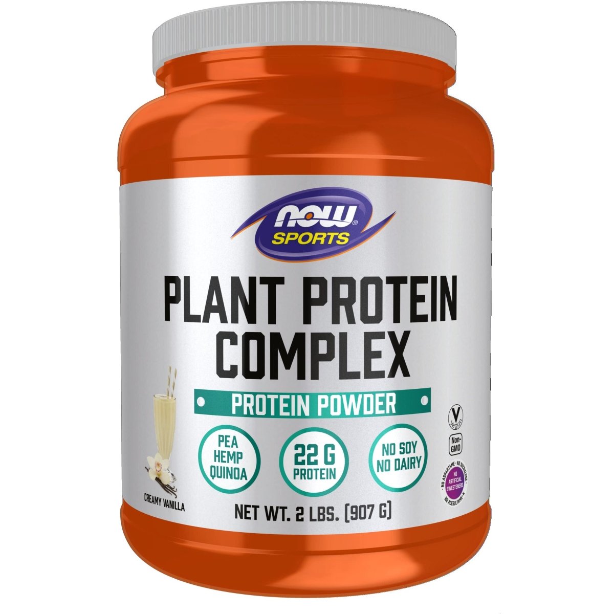 NOW Sports Nutrition, Plant Protein Complex 22 g, Creamy Vanilla Powder, 2-Pound