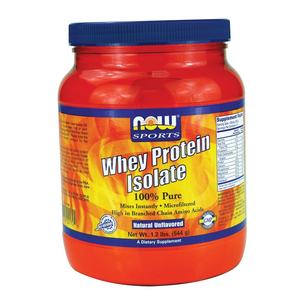 Now Sports Whey Protein Isolate Unflavored Powder 1.2 Pounds - 2172